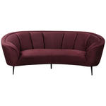 3-SITZER-SOFA in Samt Schwarz, Weinrot  - Weinrot/Schwarz, MODERN, Textil/Metall (234/89/105cm) - Carryhome