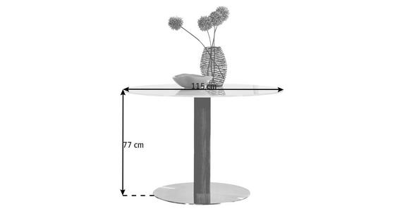ESSTISCH in massiv Eiche Edelstahlfarben, Eichefarben, Weiß - Edelstahlfarben/Eichefarben, Design, Glas/Holz (115/77cm) - Dieter Knoll