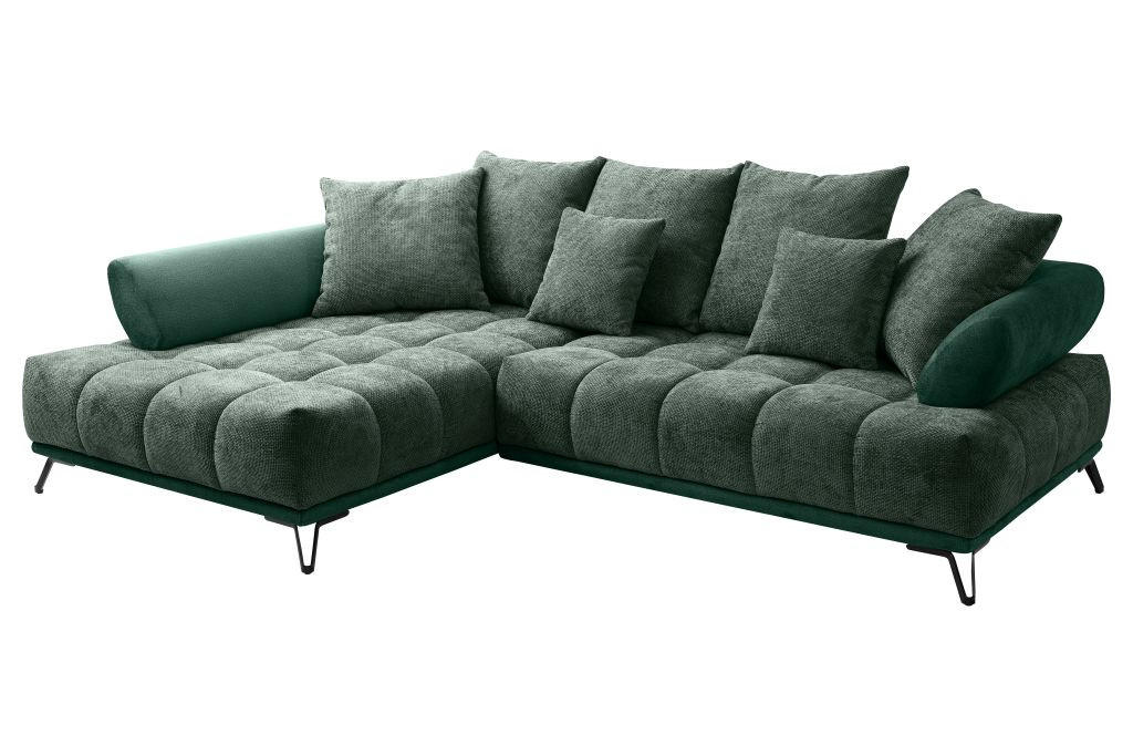 HÖRNSOFFA i chenille mörkgrön  - svart/mörkgrön, Modern, metall/textil (184/262cm) - MID.YOU
