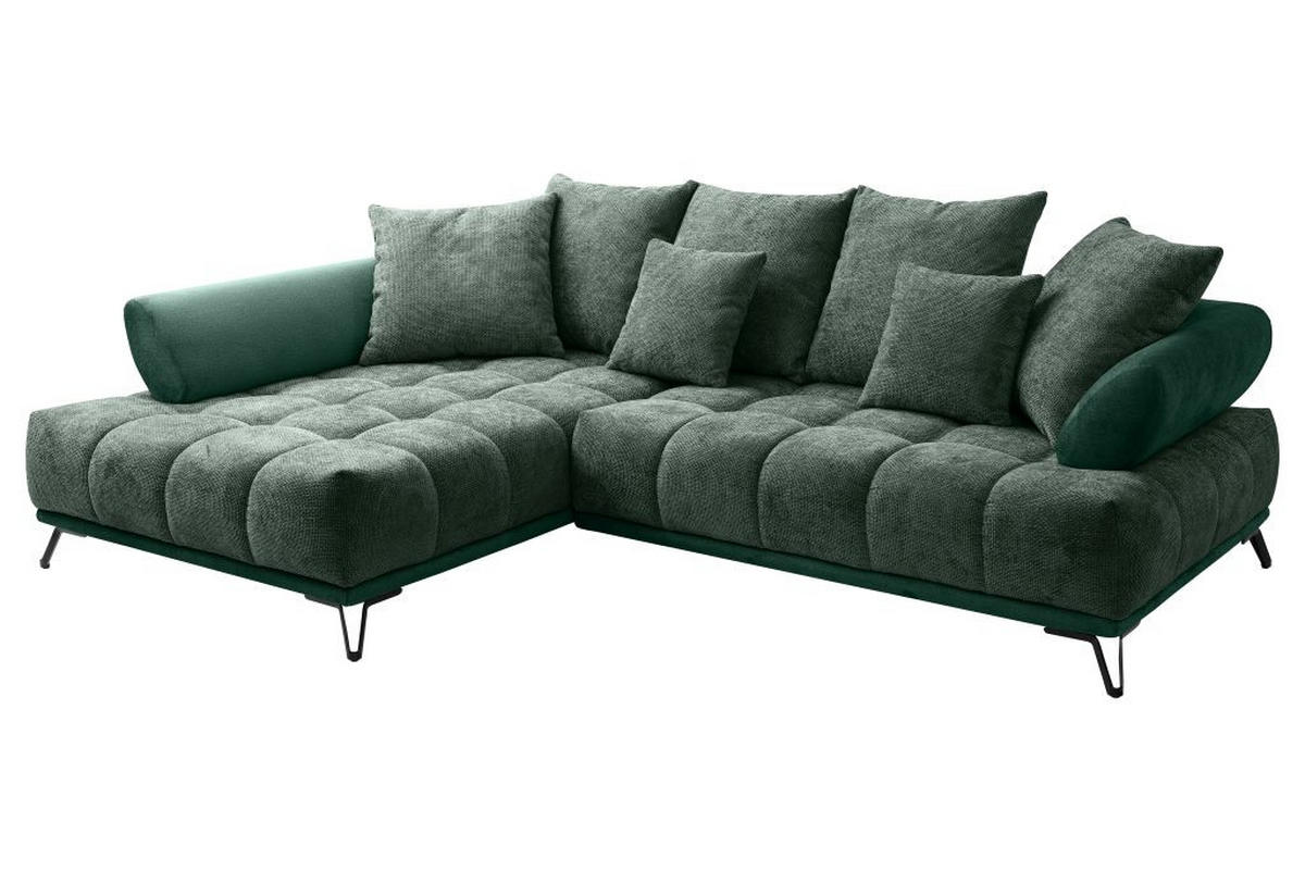 HÖRNSOFFA i chenille mörkgrön  - svart/mörkgrön, Modern, metall/textil (184/262cm) - MID.YOU