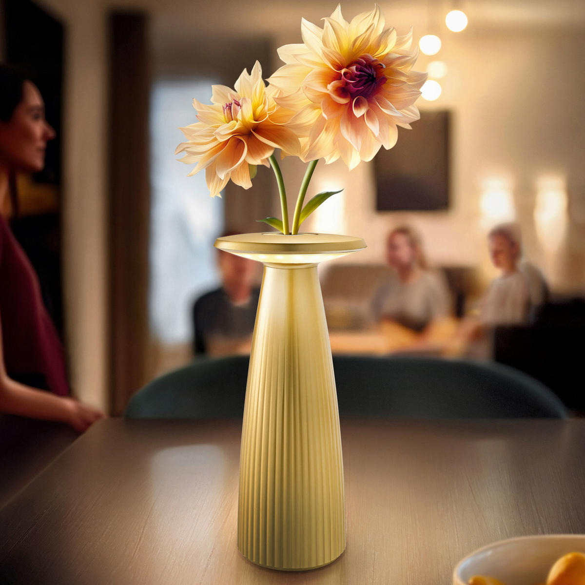 AKKU-TISCHLEUCHTE Nuflair 11,5/11,5/24 cm   - Goldfarben, Design, Metall (11,5/11,5/24cm)