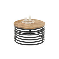 COUCHTISCH Mangoholz massiv 80/80/45 cm rund Schwarz, Braun  - Schwarz/Braun, Design, Holz/Metall (80/80/45cm) - Livetastic