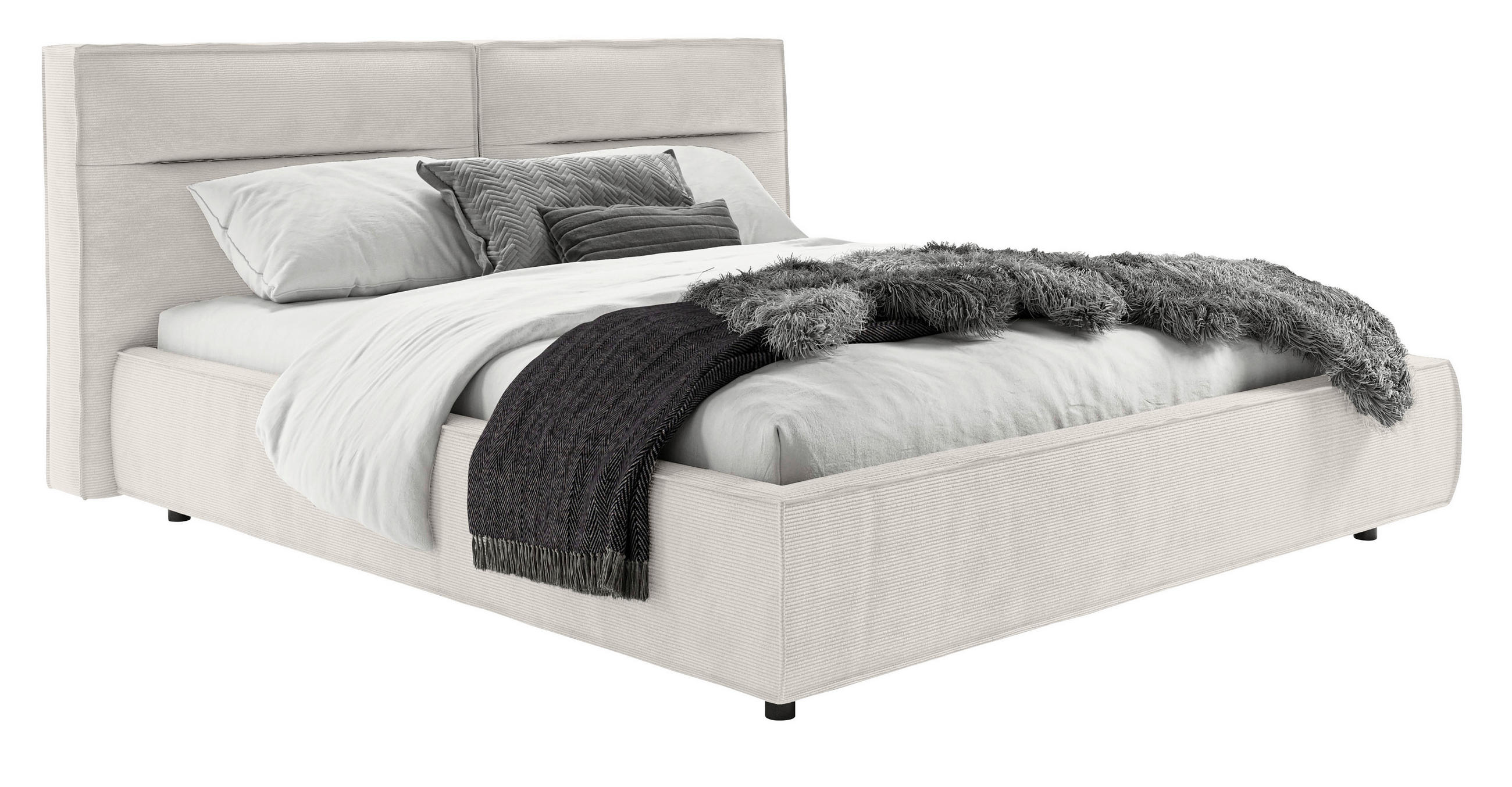 POLSTERBETT 180/200 cm  in Weiss  - Weiss/Schwarz, Design, Kunststoff/Textil (180/200cm) - Lomoco