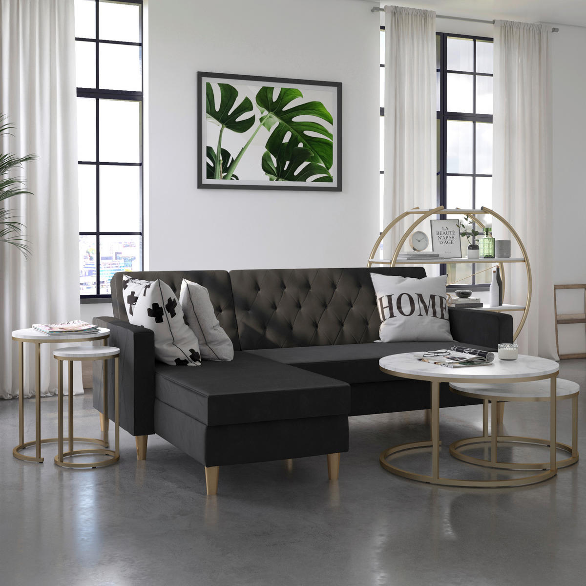 SATZTISCH in Metall, Holzwerkstoff 80/80/45 cm  - Goldfarben/Weiß, Design, Holzwerkstoff/Metall (80/80/45cm) - MID.YOU