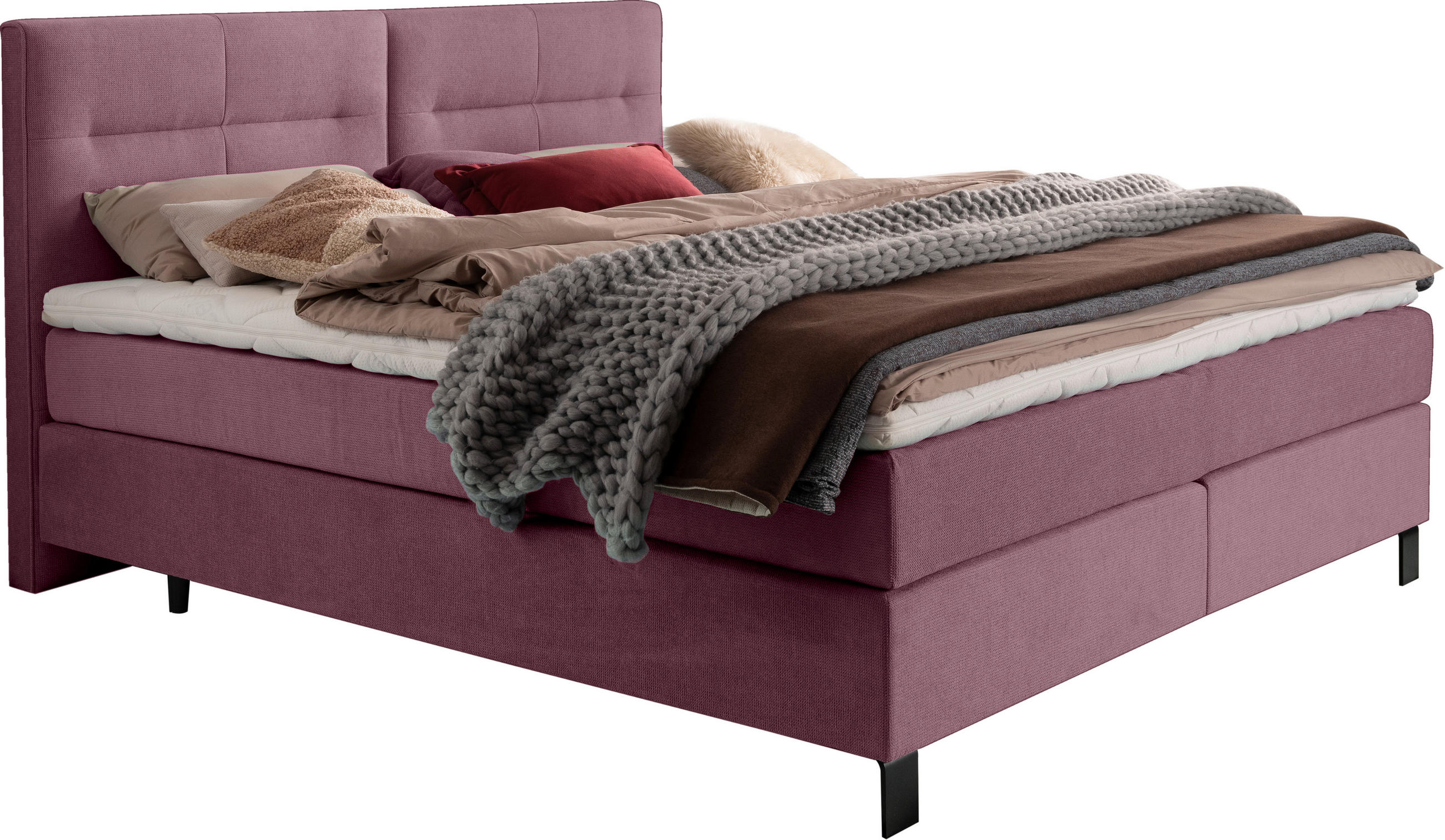 BOXSPRINGBETT 180/220 cm  in Rosa  - Schwarz/Rosa, KONVENTIONELL, Textil/Metall (180/220cm) - Esposa