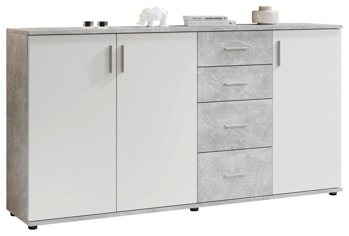 KOMMODE Bobby  in 160/82/35 cm  - Silberfarben/Weiß, KONVENTIONELL, Holzwerkstoff/Kunststoff (160/82/35cm) - Carryhome