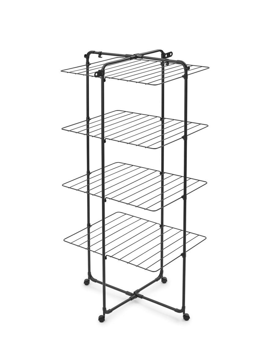 VĚŽOVÝ SUŠÁK NA PRÁDLO - černá, Basics, kov (76.2/73.7/163cm) - Brabantia