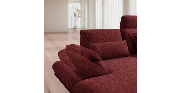 ECKSOFA  in Flachgewebe Rot  155/234 cm  - Rot/Schwarz, Design, Textil/Metall (155/234cm) - Dieter Knoll