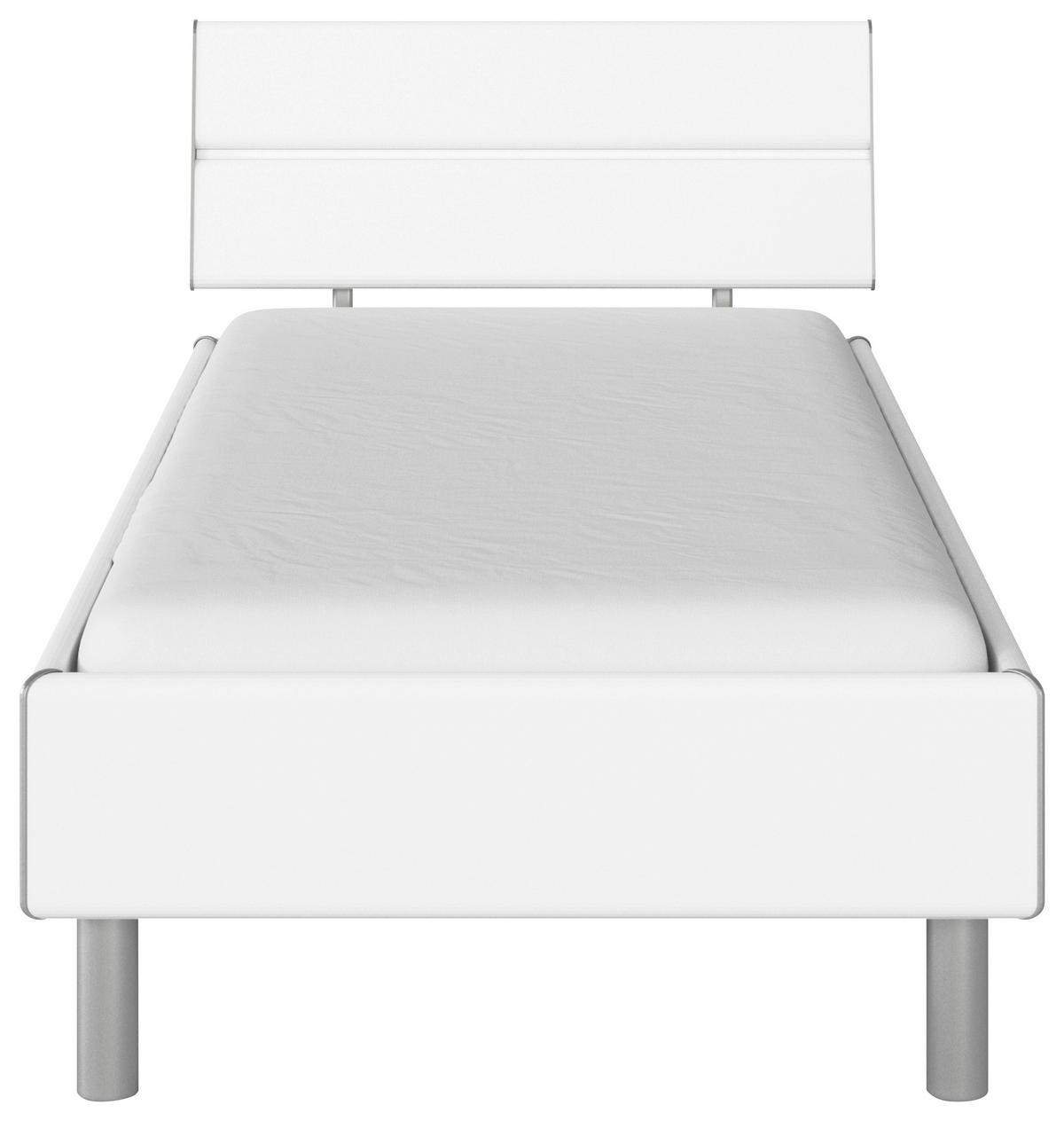 BETT 90/200 cm  in Weiß  - Alufarben/Weiß, Design, Metall (90/200cm) - Carryhome