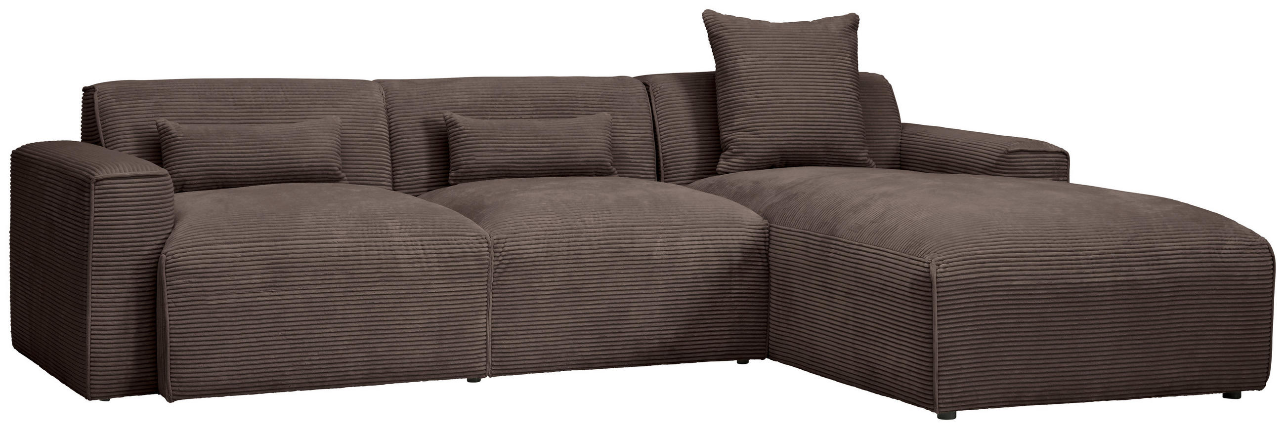 ECKSOFA Mokka Cord  - Schwarz/Mokka, Design, Kunststoff/Textil (303/196cm) - Livetastic