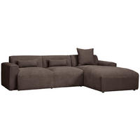 ECKSOFA Mokka Cord  - Schwarz/Mokka, Design, Kunststoff/Textil (303/196cm) - Livetastic
