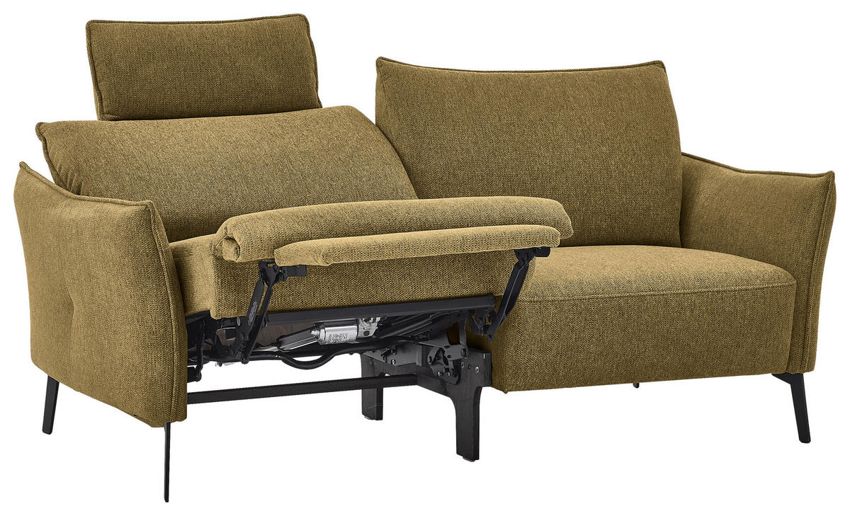 3-SITZER-SOFA Chenille Senfgelb  - Senfgelb/Schwarz, KONVENTIONELL, Textil/Metall (184/90/92cm) - Elegando