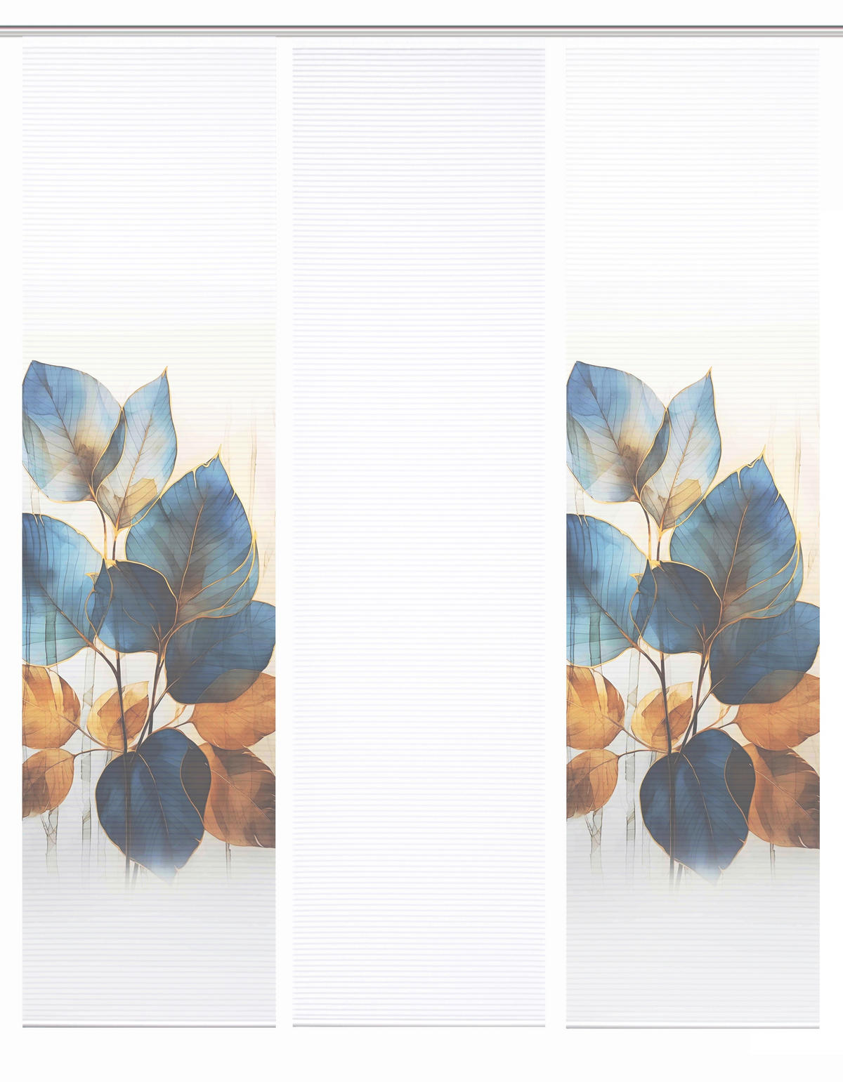 FLÄCHENVORHANG  3 Stück  blickdicht  60/245 cm   - Blau/Weiß, Natur, Textil (60/245cm)