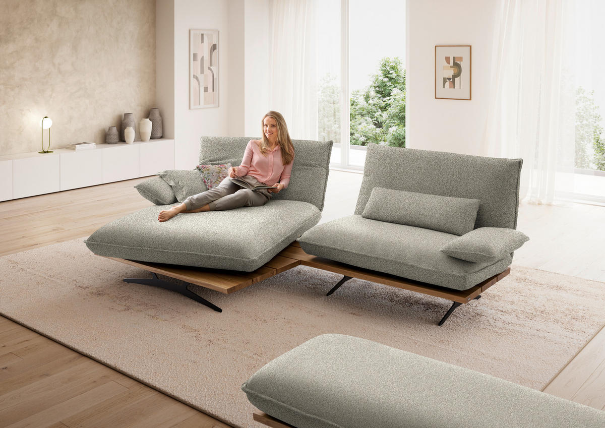 ECKSOFA Chenille, Flachgewebe Wildeiche, Greige  - Wildeiche/Greige, Design, Holz/Textil (161/284cm) - Koinor