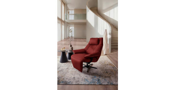 RELAXSESSEL in Leder Weinrot  - Weinrot/Schwarz, Design, Leder/Metall (92/79/82cm) - Dieter Knoll