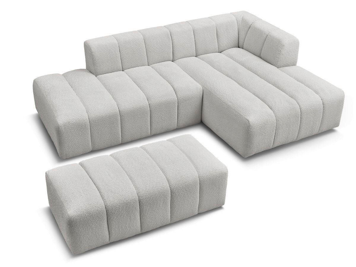ECKSOFA  ANNECY Hellgrau Bouclé  - Hellgrau/Schwarz, MODERN, Kunststoff/Textil (262/170cm)
