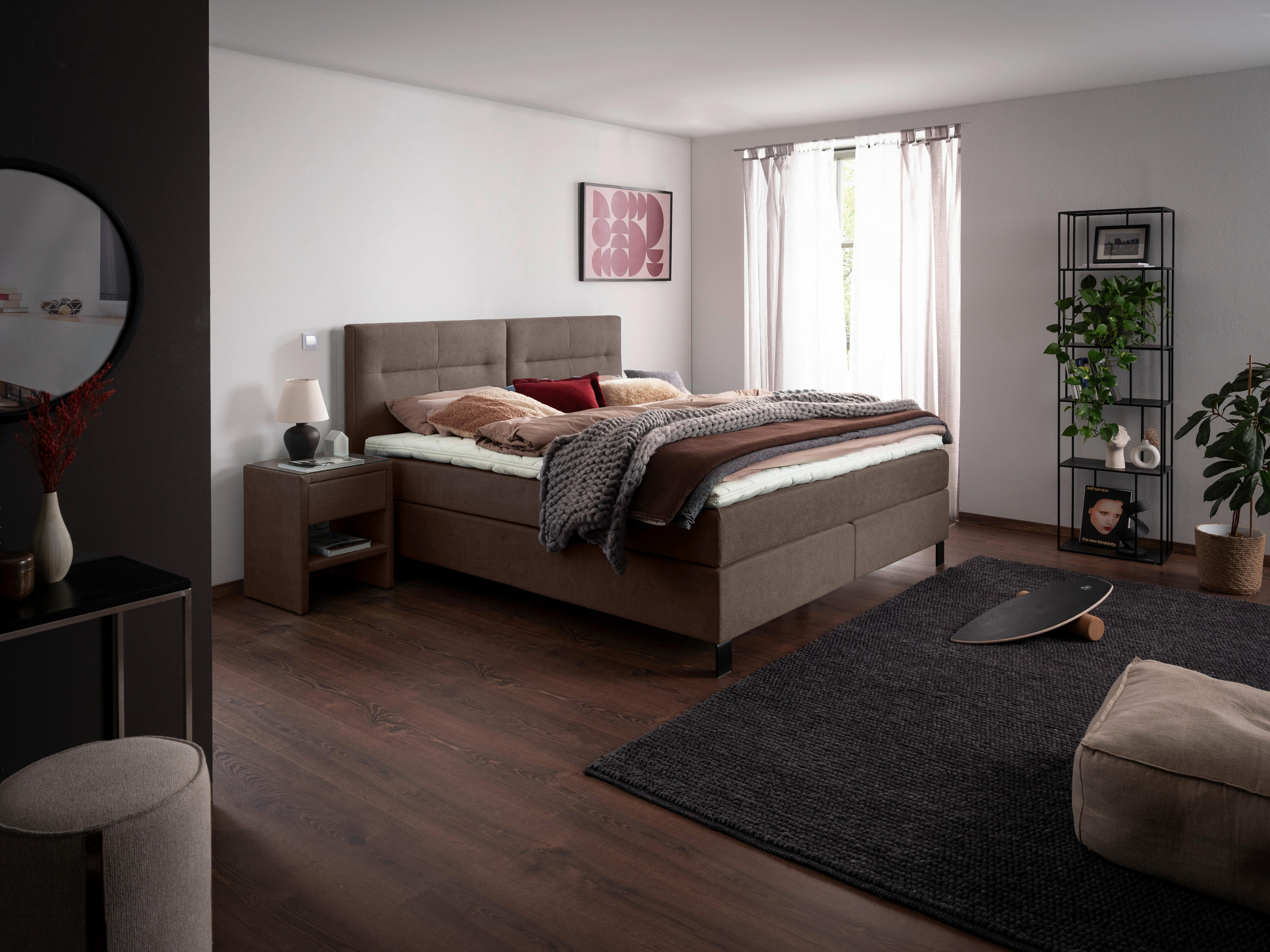 Thumbnail - Esposa Boxspringbett, Braun, Textil, H2 + H3, 7-Zonen, Höhe ca. 21 cm, 200x220 cm, Über- und Sondergrößen erhältlich, St...