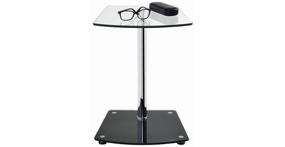 BEISTELLTISCH 38/38/50 cm Schwarz, Chromfarben Freiform  - Chromfarben/Schwarz, Design, Glas/Metall (38/38/50cm) - Xora