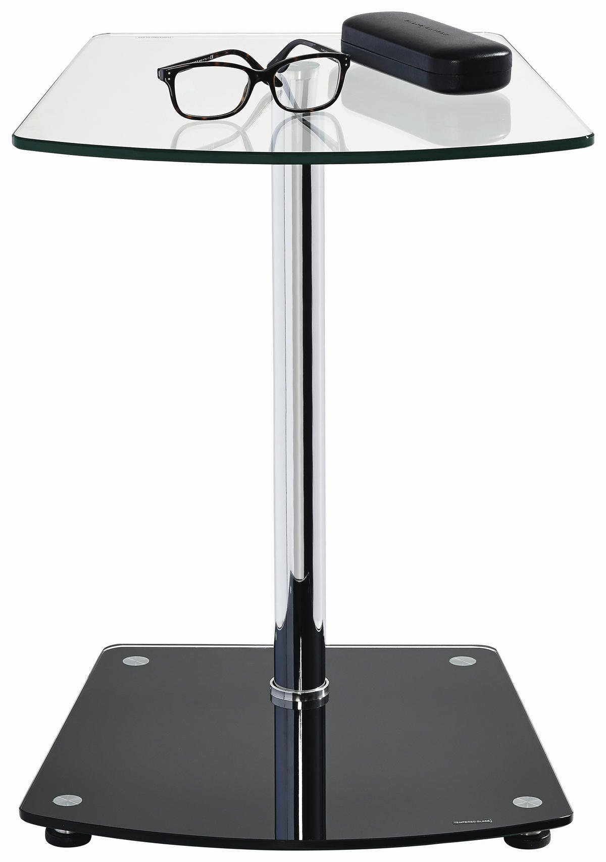BEISTELLTISCH 38/38/50 cm Schwarz, Chromfarben Freiform  - Chromfarben/Schwarz, Design, Glas/Metall (38/38/50cm) - Xora