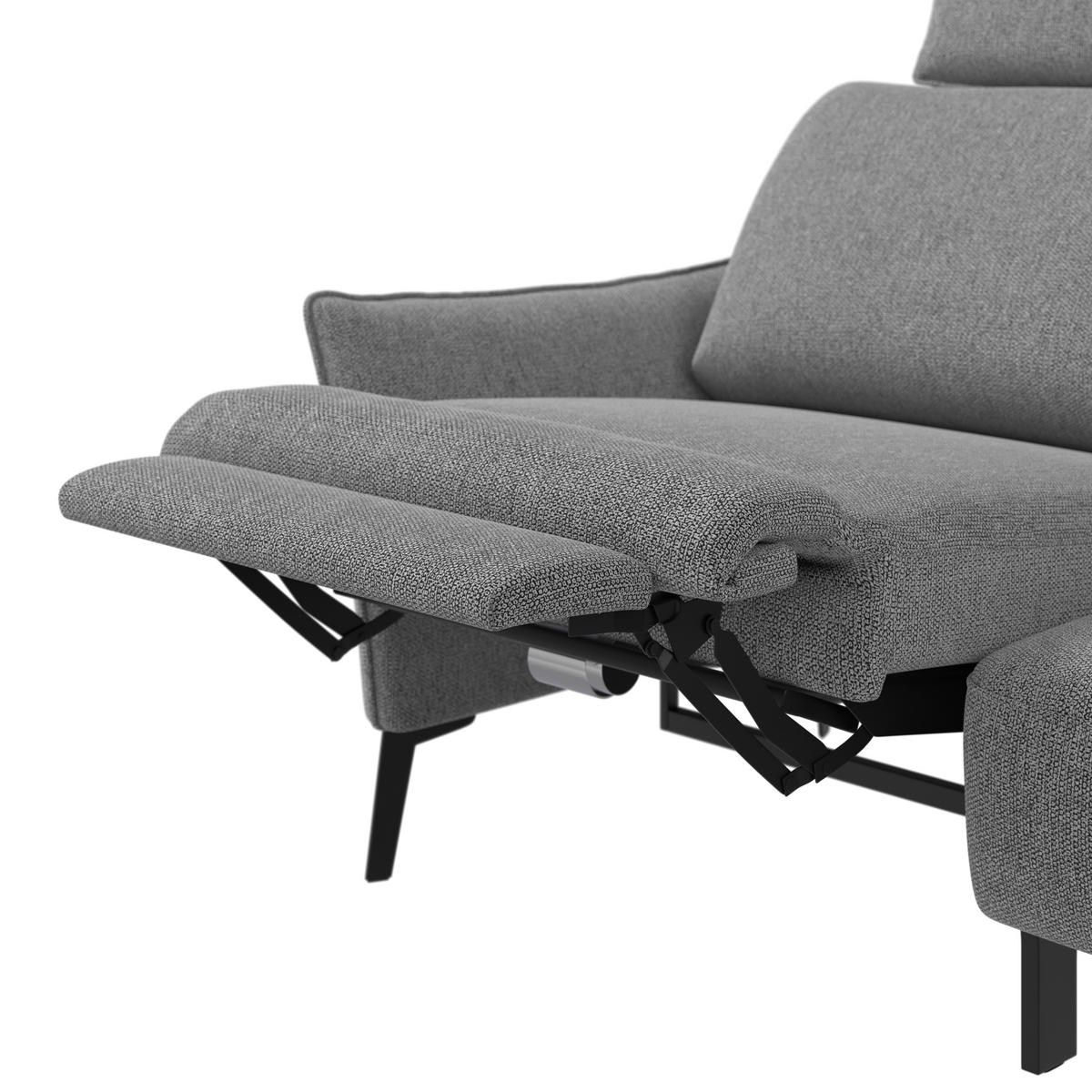 3-SITZER-SOFA  in Chenille Grau Modern  - Schwarz/Grau, KONVENTIONELL, Textil/Metall (184/90/92cm) - Elegando