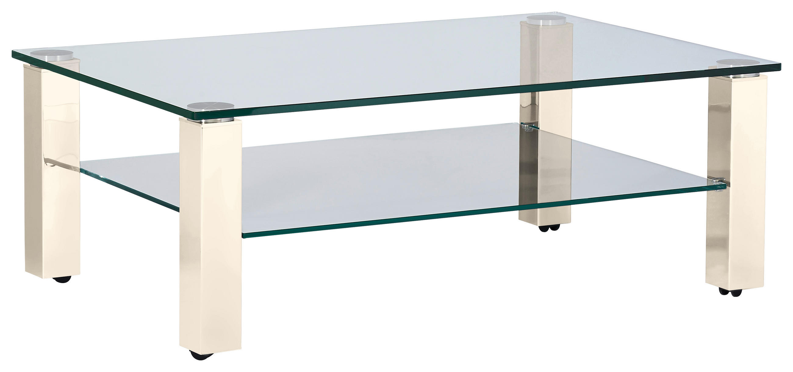COUCHTISCH Kristallglas 110/70/42,5 cm rechteckig Creme, Weiß  - Creme/Weiß, Design, Glas/Kunststoff (110/70/42,5cm)