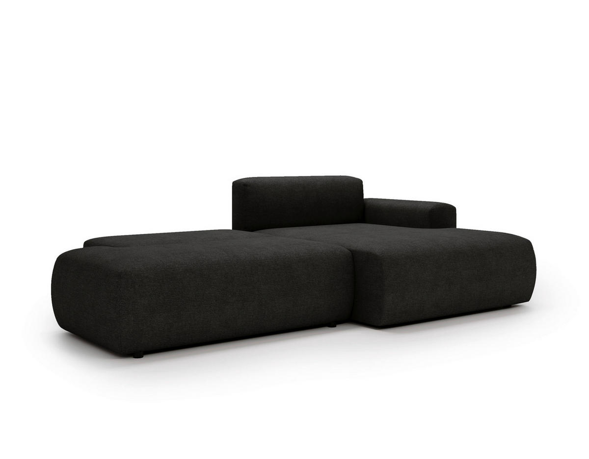 ECKSOFA REVE in Chenille Anthrazit  284/160 cm  - Anthrazit/Schwarz, Design, Kunststoff/Textil (284/160cm) - Livetastic