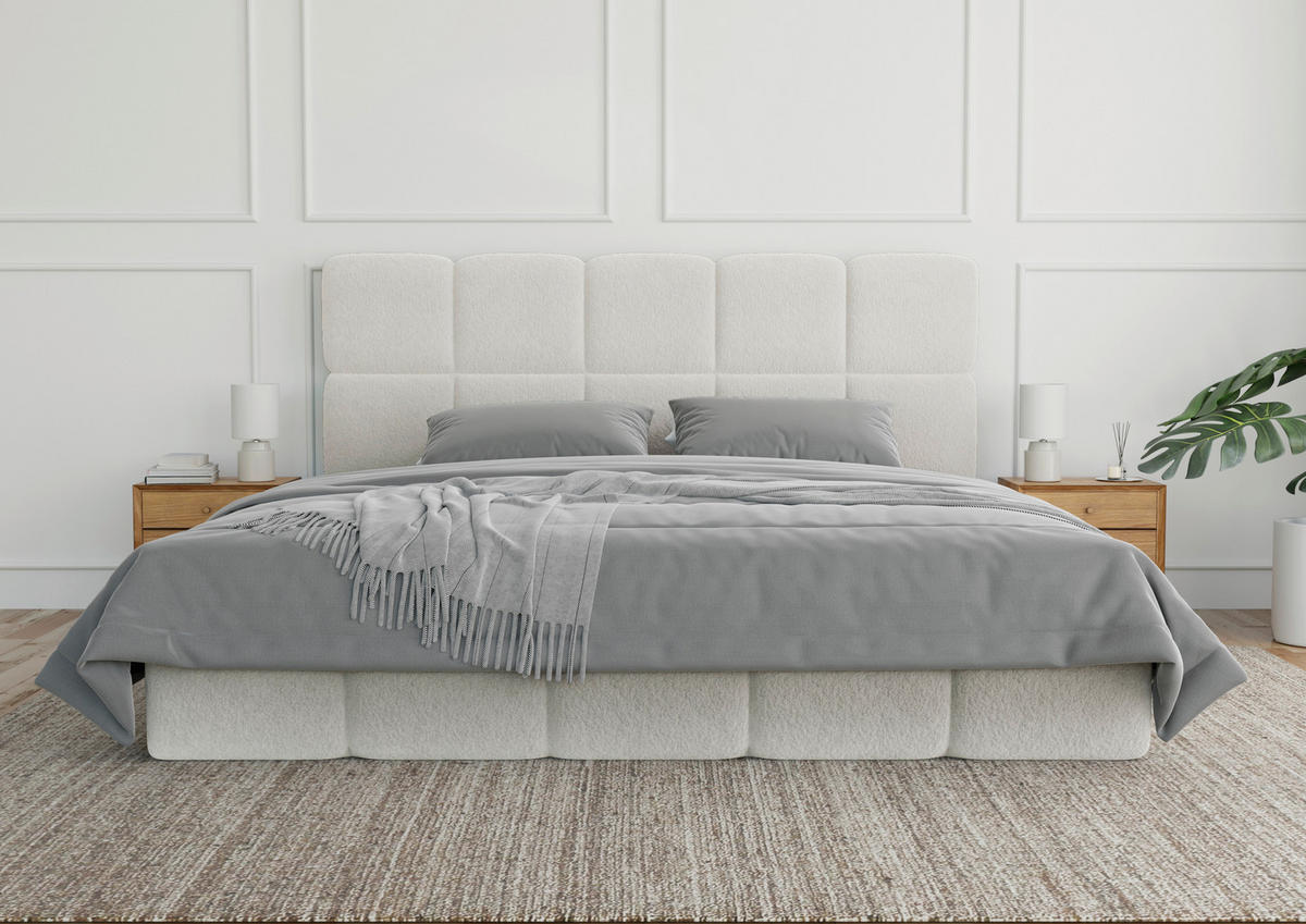 POLSTERBETT Cloudy Bettkasten, Lattenrost 180/200 cm  in Weiß  - Schwarz/Weiß, Design, Holz/Textil (180/200cm) - Boxxx