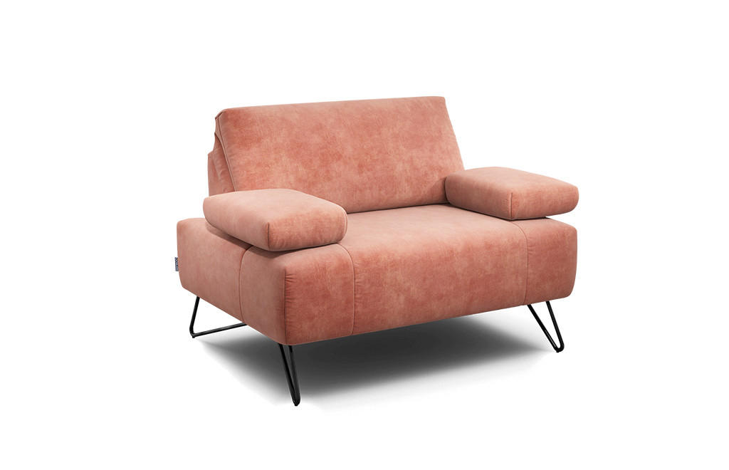 SESSEL Samt Rosa    - Schwarz/Rosa, Design, Textil/Metall (114-142/85/86-94cm) - SENSOO