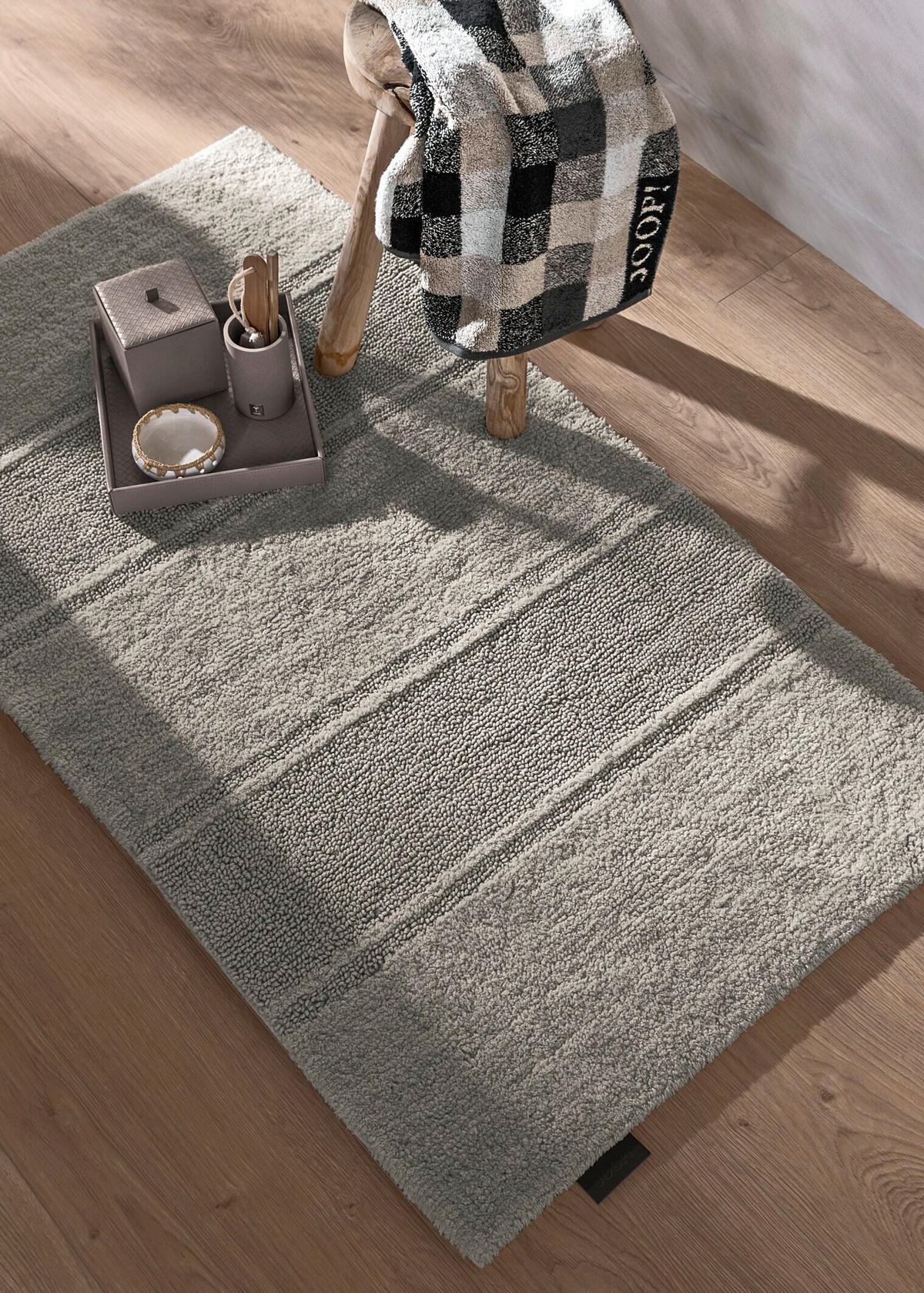 DUSCHTUCH 80/150 cm VIBE KARO  - Beige, Basics, Textil (80/150cm) - Joop!