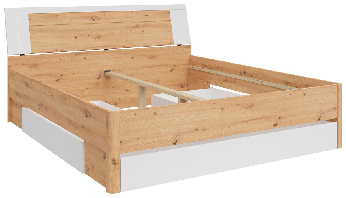 STAURAUMBETT 180/200 cm  in Weiß, Eiche Artisan  - Graphitfarben/Weiß, KONVENTIONELL, Holzwerkstoff (180/200cm)