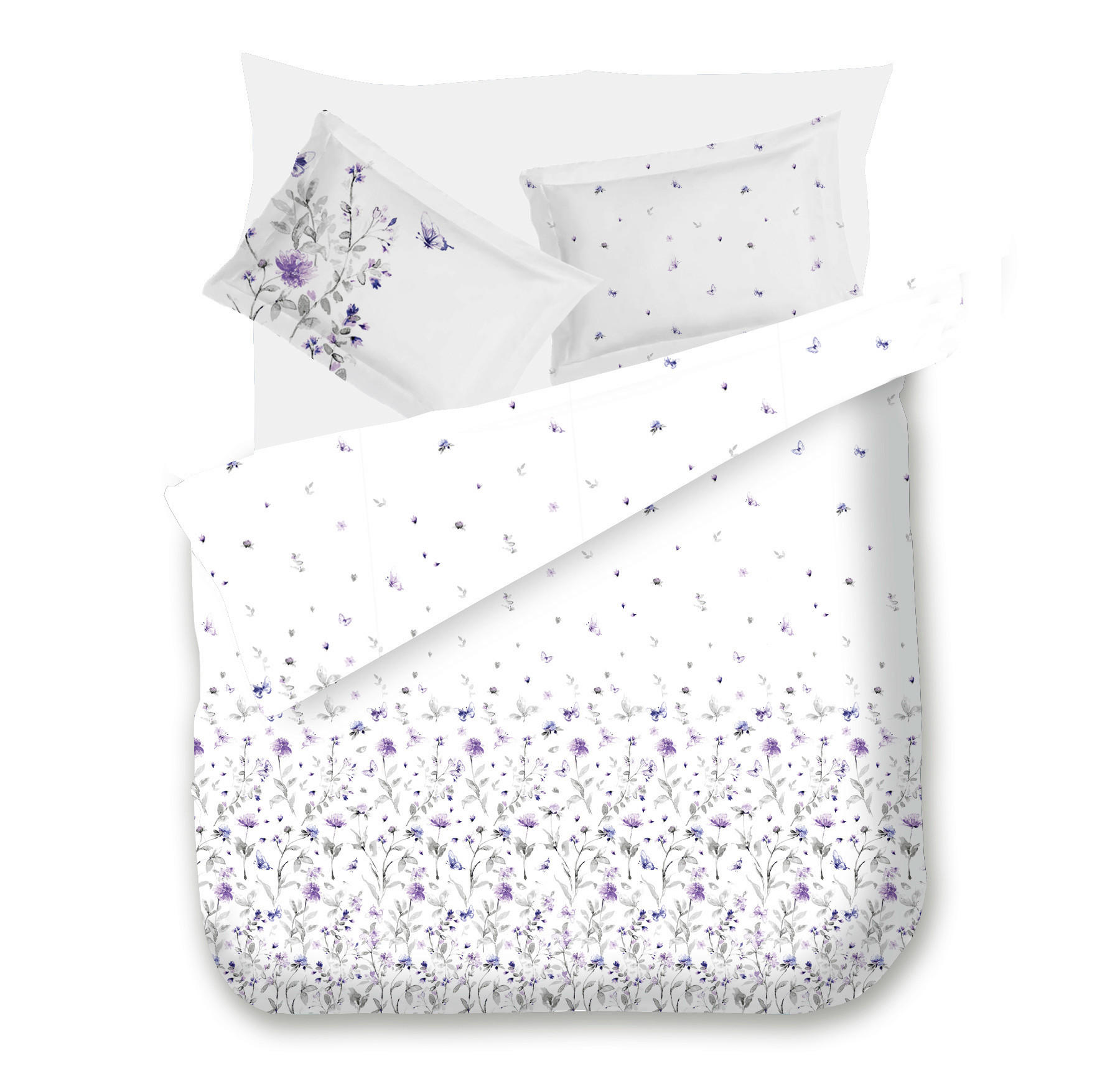 POSTELJINA 200/200 cm  FLORA LILA  - bijela/siva, Konvencionalno, tekstil (200/200cm) - Esposa