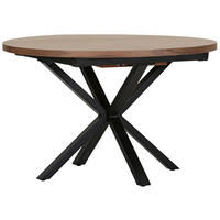 ESSTISCH 120-160/120/77 cm Echtholz  Holz ausziehbar rund Nussbaumfarben  - Nussbaumfarben/Schwarz, KONVENTIONELL, Holz/Metall (120-160/120/77cm) - Milino