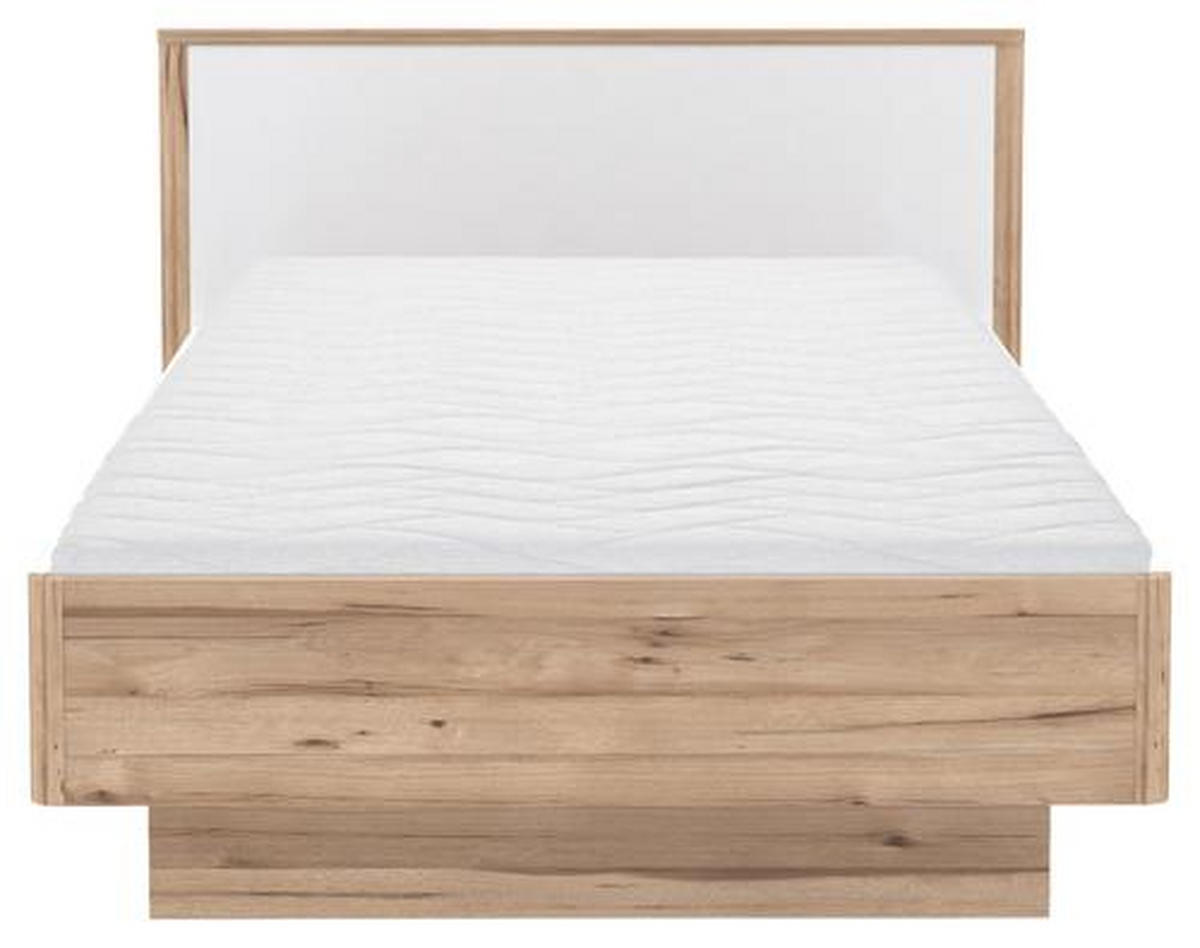 ÁGY 120/200 cm  fehér, tölgyfa  - tölgyfa/fehér, Konventionell, faalapú anyag (120/200cm) - Xora