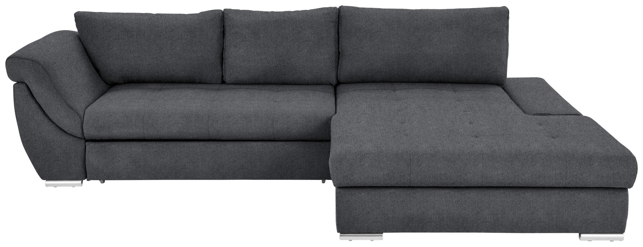 ECKSOFA  in Flachgewebe Graphitfarben  306/174 cm  - Silberfarben/Graphitfarben, Design, Textil/Metall (306/174cm) - Carryhome