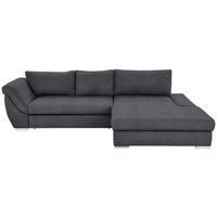 ECKSOFA Graphitfarben Flachgewebe Rückenkissen, Bettkasten, Schlaffunktion, Rücken echt, Liegefläche im Originalstoff  - Silberfarben/Graphitfarben, Design, Textil/Metall (306/174cm) - Carryhome