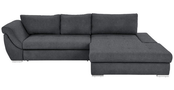 ECKSOFA  in Flachgewebe Graphitfarben  306/174 cm  - Silberfarben/Graphitfarben, Design, Textil/Metall (306/174cm) - Carryhome