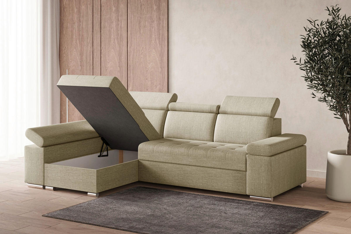 ECKSOFA TORONTO in Webstoff Creme  - Silberfarben/Creme, Design, Textil (168/260cm) - MID.YOU