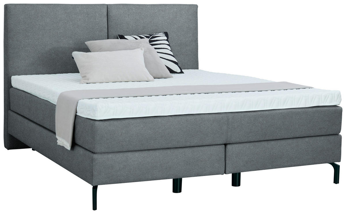 BOXSPRINGBETT 200/200 cm  in Grau  - Schwarz/Grau, Konventionell, Textil/Metall (200/200cm) - Dieter Knoll