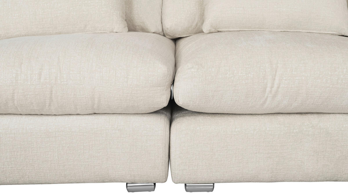 ECKSOFA Eckteil, einmalig seitenverkehrt montierbar  Weiß Webstoff  - Silberfarben/Weiß, MODERN, Textil/Metall (305/230cm) - Livetastic