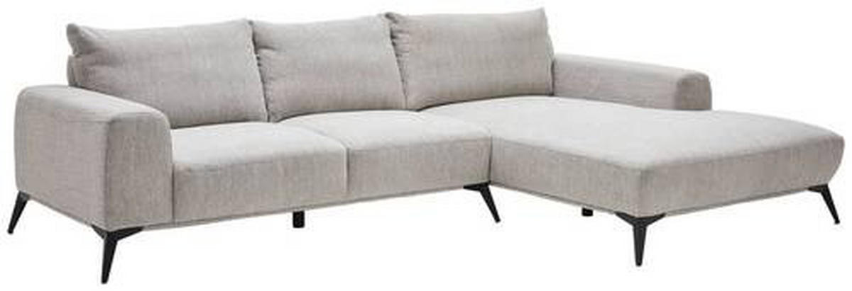 ECKSOFA in Webstoff Hellgrau  - Hellgrau/Schwarz, Design, Textil/Metall (298/187cm) - Stylife