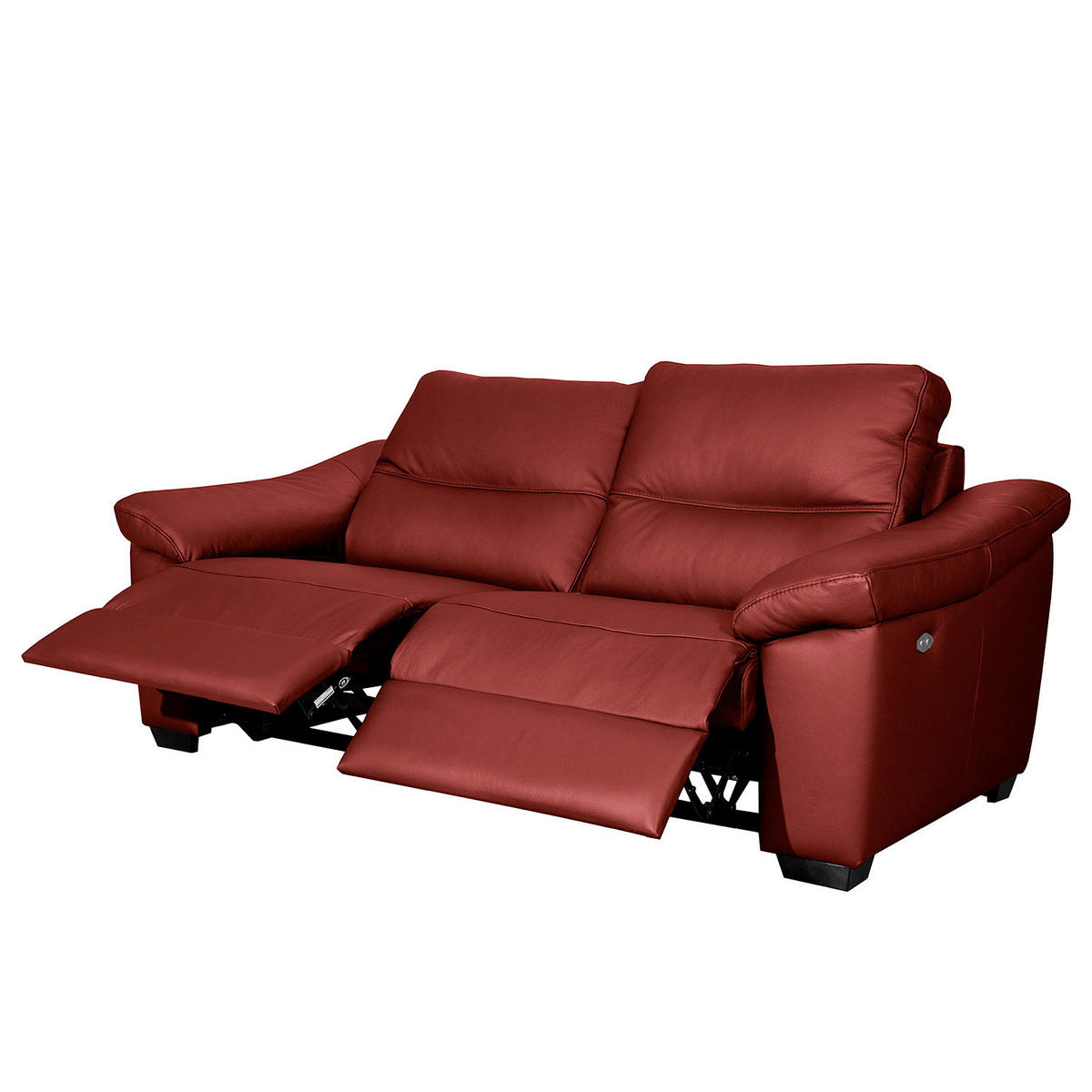 2-SITZER-SOFA  in Echtleder Rot   - Rot/Schwarz, Design, Leder/Holz (174/97/97cm) - Livetastic