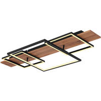 LED-DECKENLEUCHTE 95/40/10 cm   - Opal/Schwarz, Basics, Holzwerkstoff/Kunststoff (95/40/10cm) - Novel