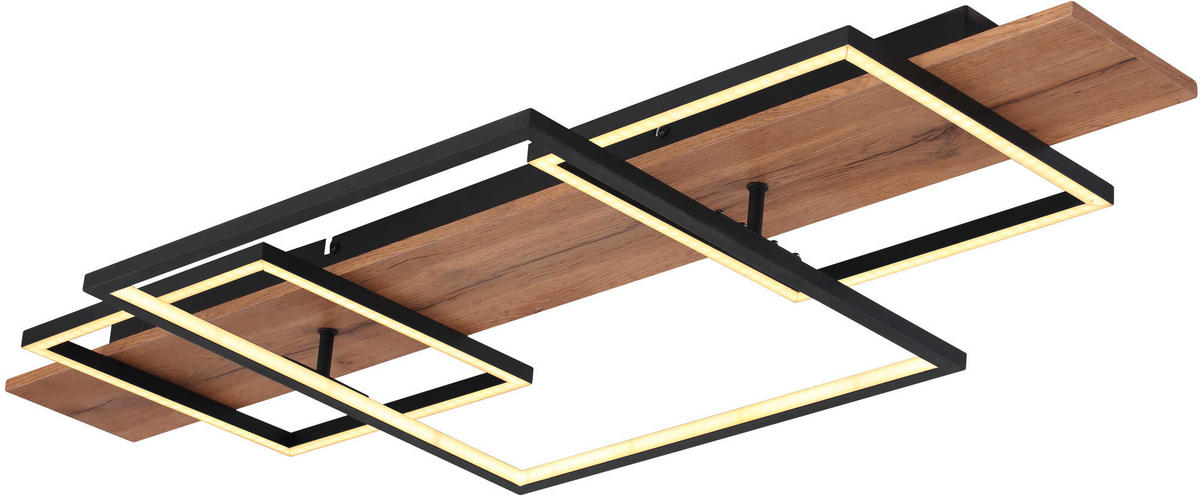 LED-DECKENLEUCHTE 95/40/10 cm   - Opal/Schwarz, Basics, Holzwerkstoff/Kunststoff (95/40/10cm) - Novel