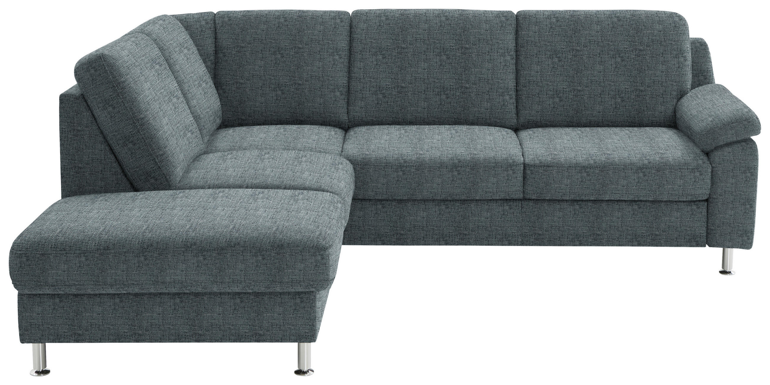 ECKSOFA in Webstoff Blaugrau  - Blaugrau/Alufarben, Konventionell, Textil/Metall (200/241cm) - Beldomo System