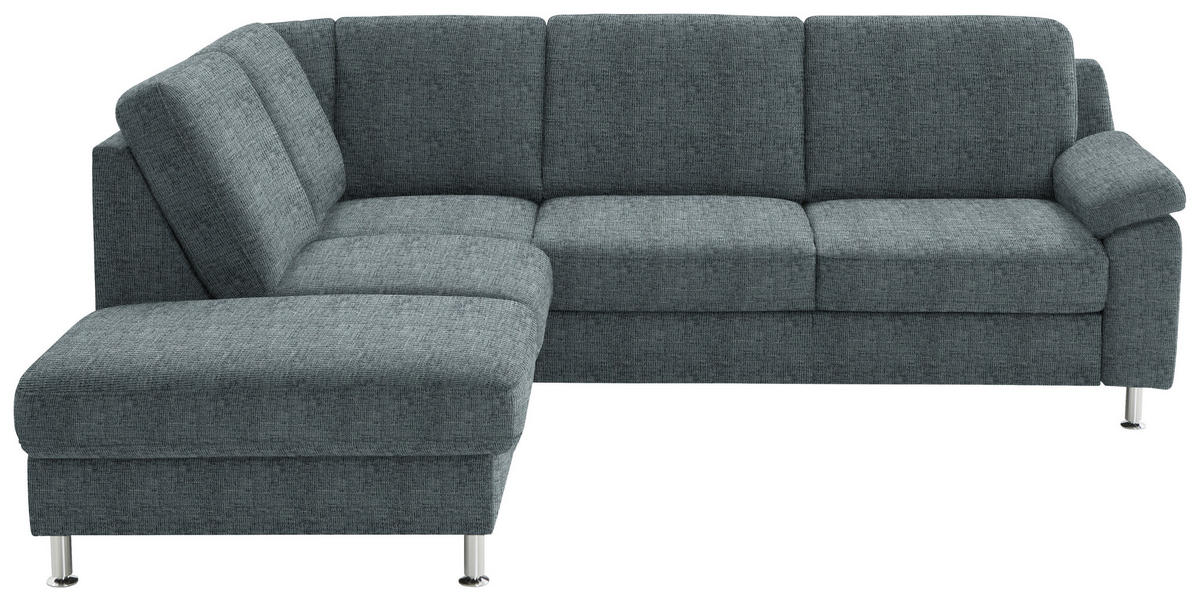 ECKSOFA in Webstoff Blaugrau  - Blaugrau/Alufarben, Konventionell, Textil/Metall (200/241cm) - Beldomo System