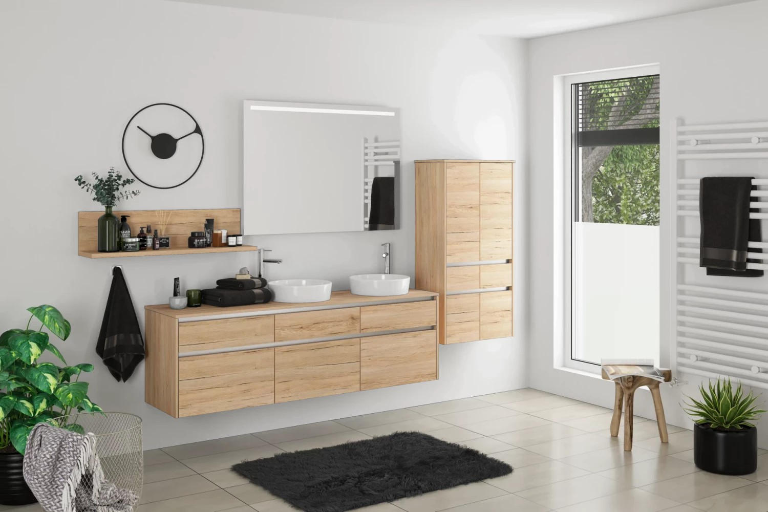 Badmöbel-Set 5-Tlg. Riga B: ca. 300 cm Eiche Dekor