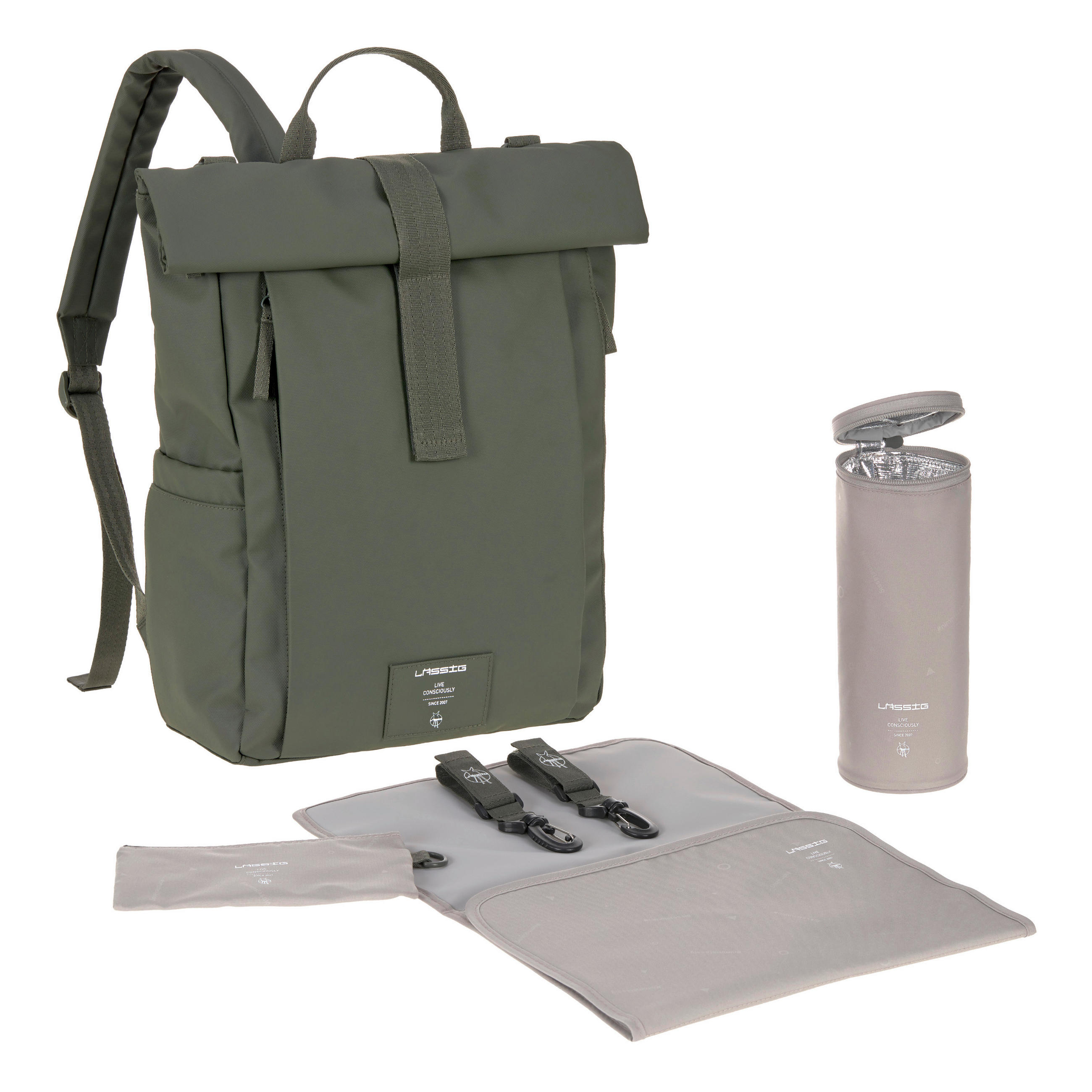 WICKELRUCKSACK  - Olivgrün, Basics, Textil (29/14,5/42cm) - Lässig