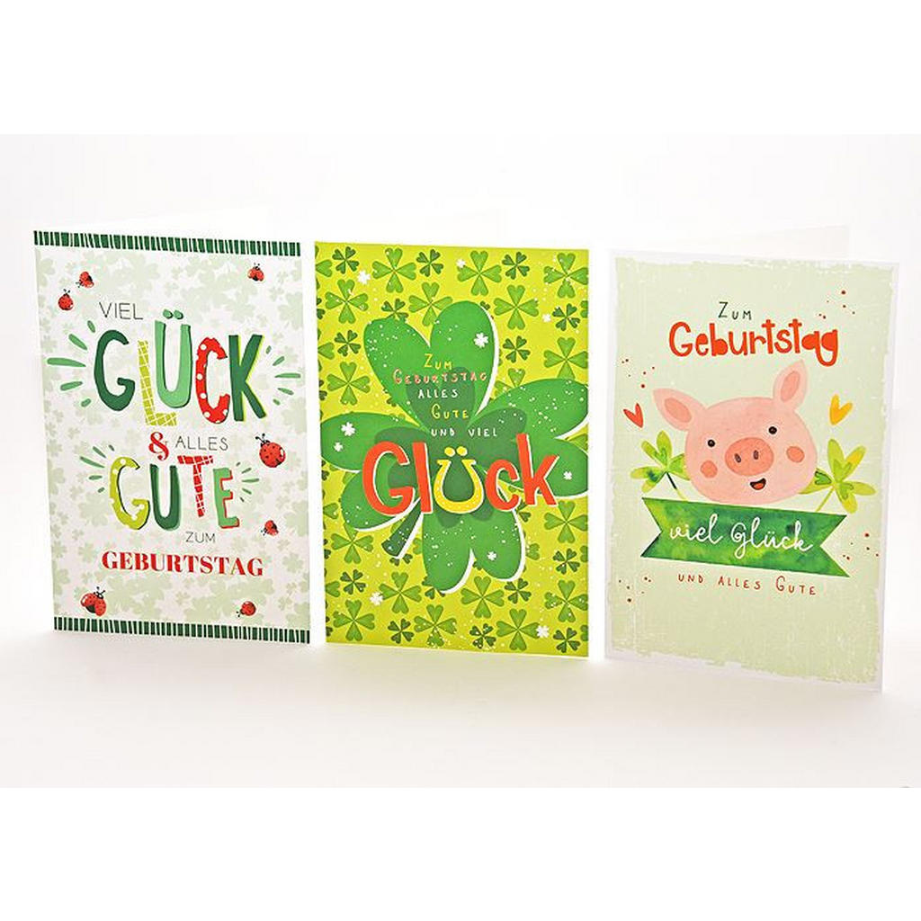 Geburtstagskarte Versch. Motive 11,5x17 cm mit Kuvert