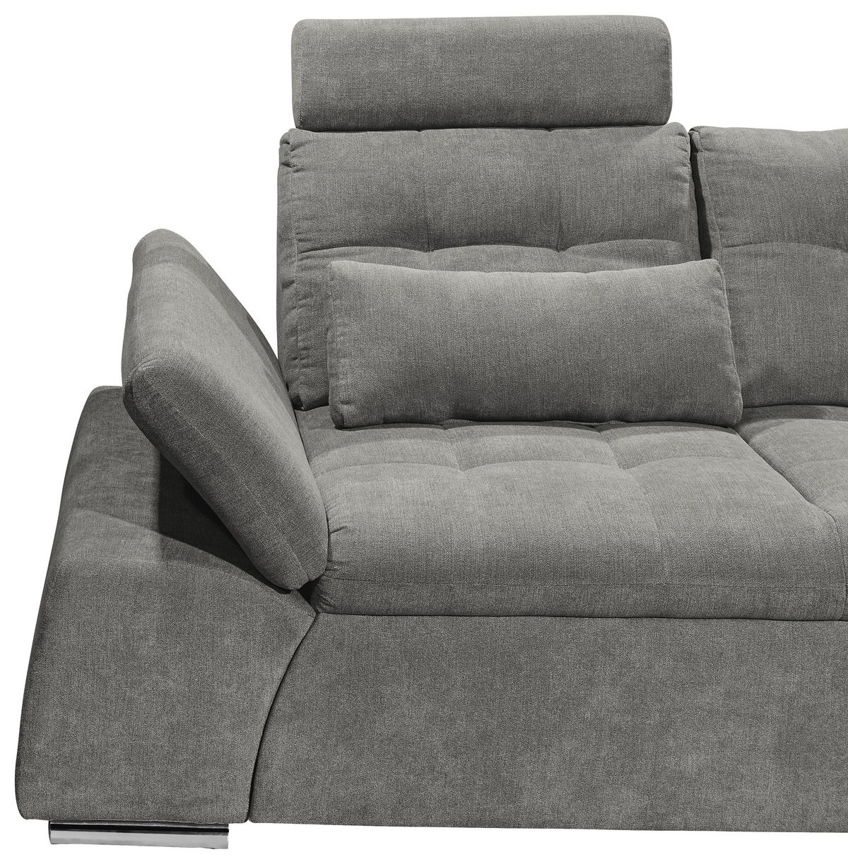 ECKSOFA Grau Mikrovelours  - Silberfarben/Grau, KONVENTIONELL, Kunststoff/Textil (268/170cm) - MID.YOU