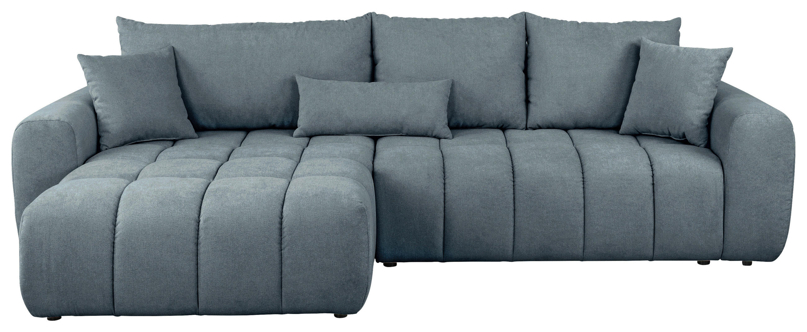 ECKSOFA in Velours Blau  168/298 cm  - Blau/Schwarz, KONVENTIONELL, Kunststoff/Textil (168/298cm) - Carryhome
